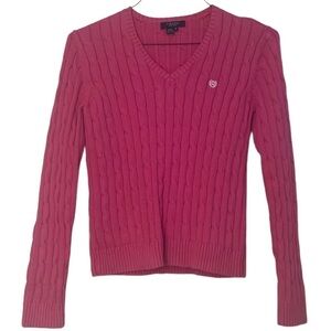 Chaps Sweater Cable Knit Pink M